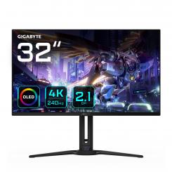 GIGABYTE Monitor de juegos OLED AORUS FO32U2P de 32 - 3840 x 2160 (UHD), 240Hz, 0.03ms, 250 cd/m², KVM, FreeSync Premium Pro, DisplayHDR True Black 400, DisplayPort 2.1